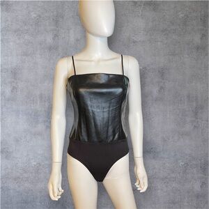 Lucy Paris Black Faux Leather Bodysuit